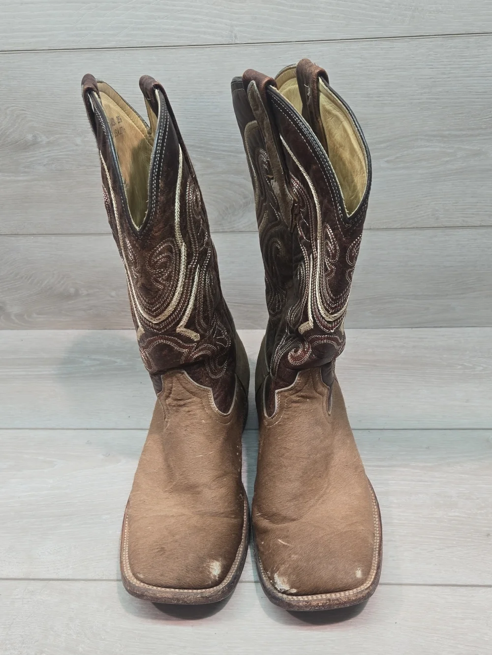 Vintage Boots El Cadaffy Mens Westert Square Fur Lesther Cowboy Shoes Boots 8.5